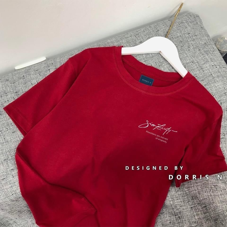 Áo Phông Nam Nữ Tay Lỡ Cổ Tròn In Chữ Bên Phải Chất Vải Cotton Mềm Mịn Co Giãn Thoáng Mát Mix Quần Short Chân Váy