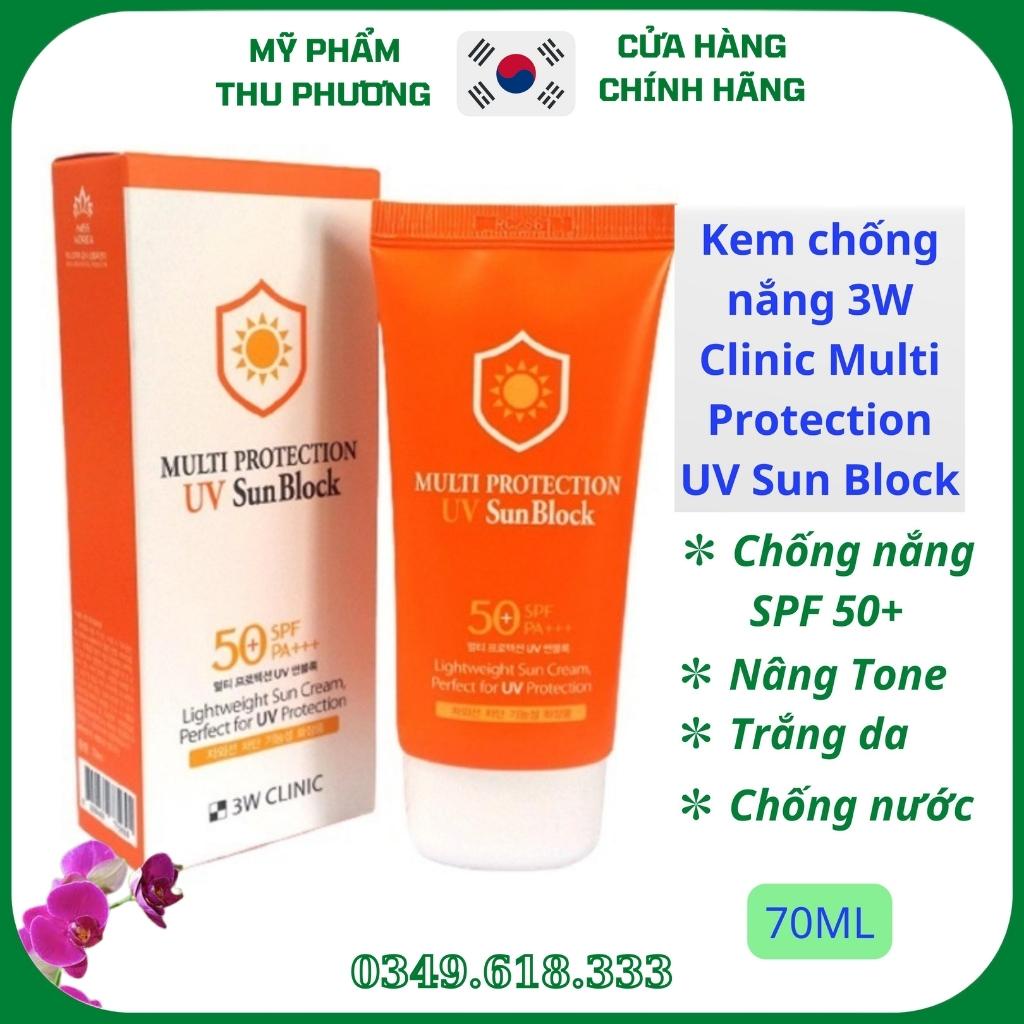 Kem chống nắng Multi Protection Uv Sun Block 3W Clinic SPF 50 PA+++ 70ml Mỹ Phẩm Hàn Quốc Chính Hãng cho da dầu mụn