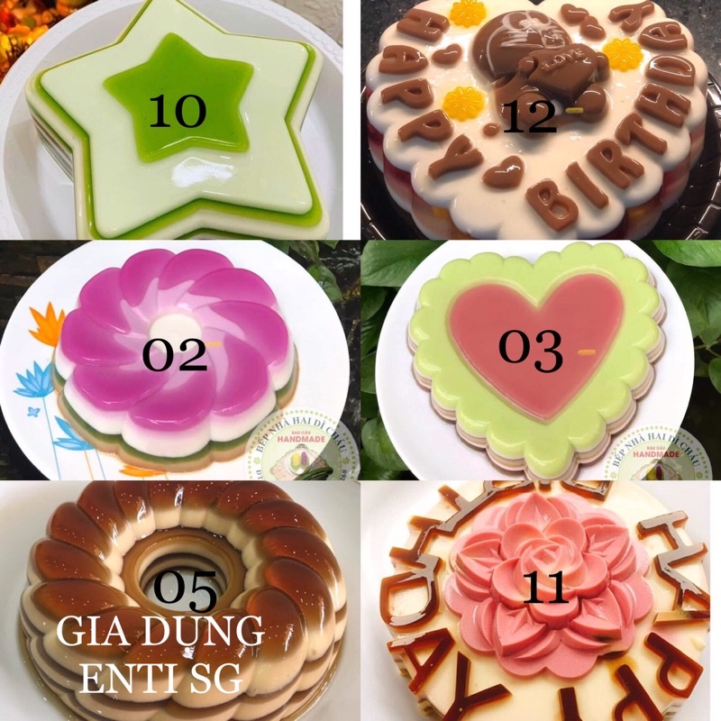 Khuôn Rau Câu, Khuôn Nhận Xôi Cơm Hoa, Trái Tim, Tròn, Ngôi Sao