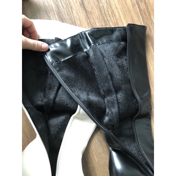 Boot Đùi Da Lì Gót Vuông 5 Phân Khóa Cạnh 6 phân khóa sau hàng đắt