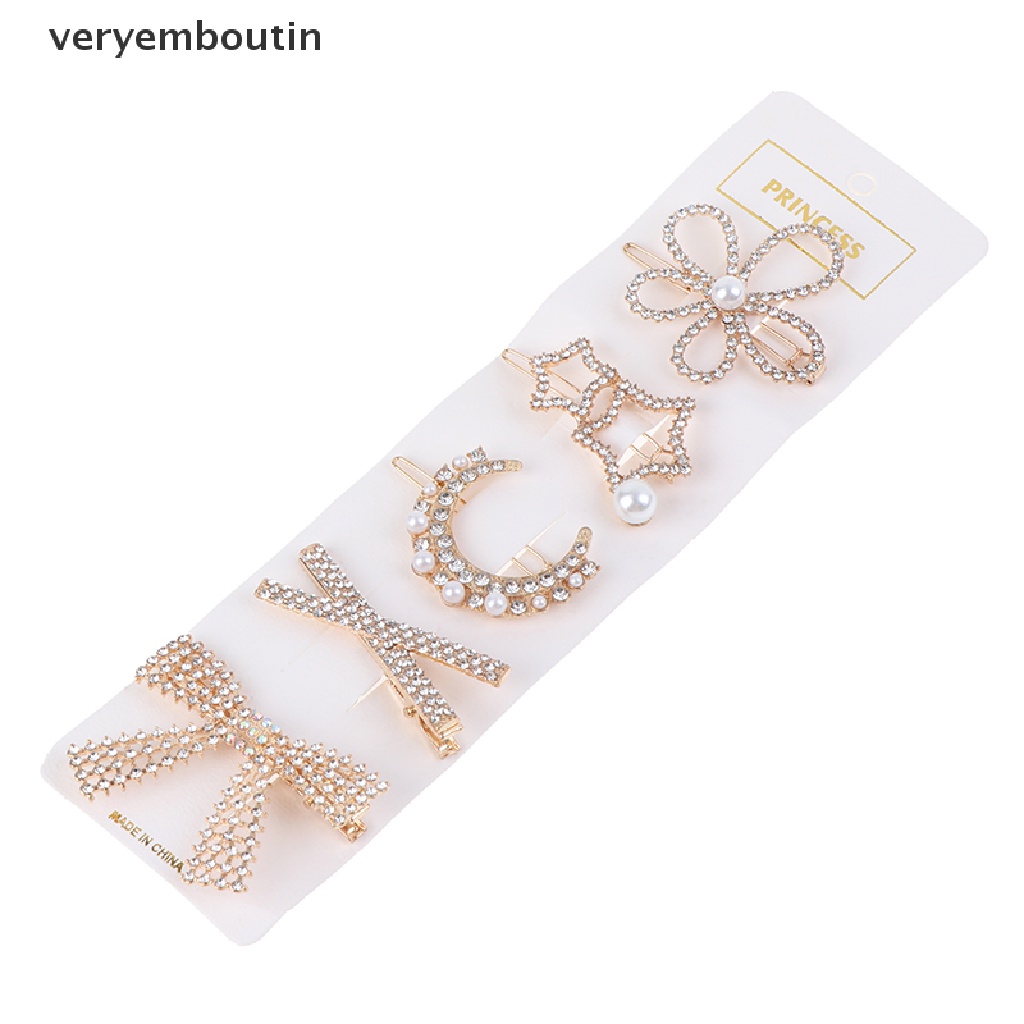 Set 5 kẹp tóc đính đá thời trang cho nữ