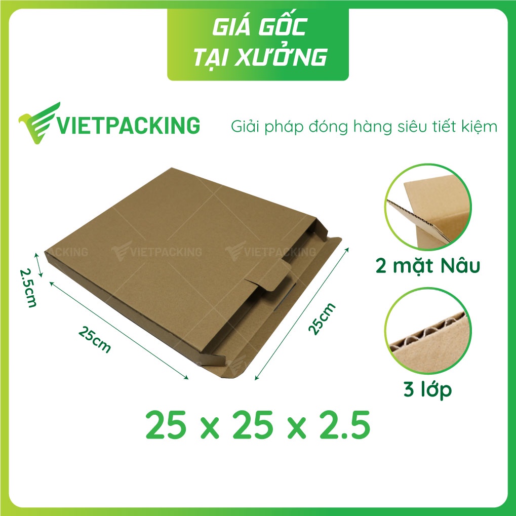 25x2,5x25 - 25 hộp carton nắp gài 2 đầu có khóa đựng sách, lịch V1013