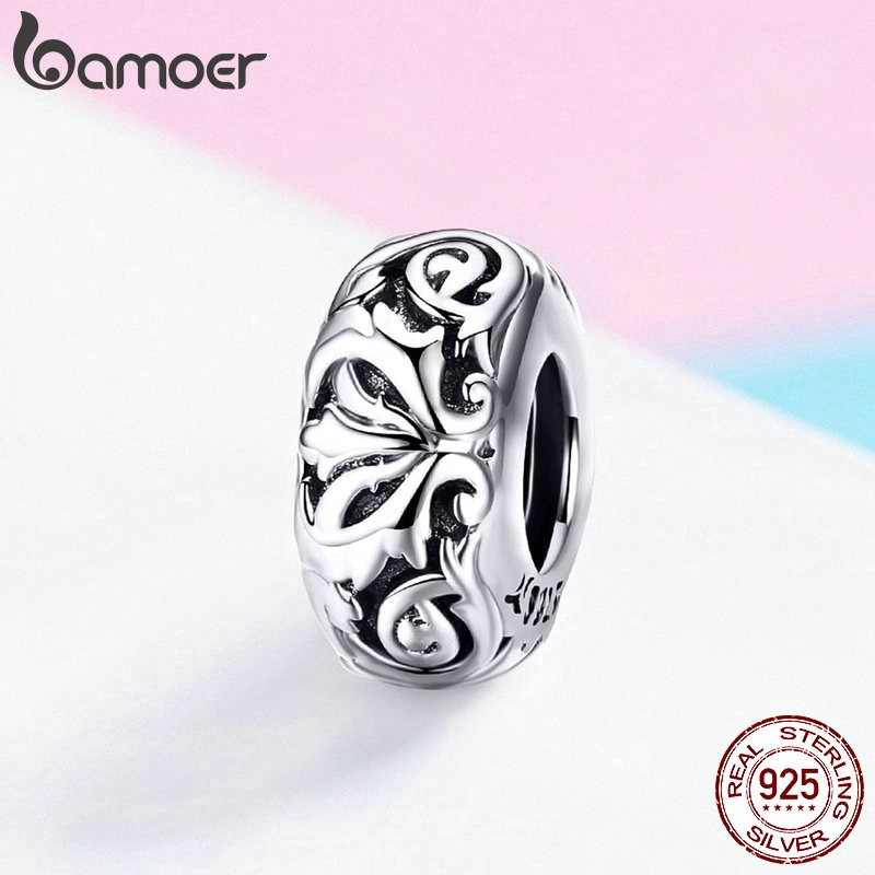 Phụ Kiện Hạt Xỏ Bamoer SCC1139 Bạc 925 Họa Tiết Bông Hoa Phong Cách Châu Âu Cho Vòng Đeo Tay