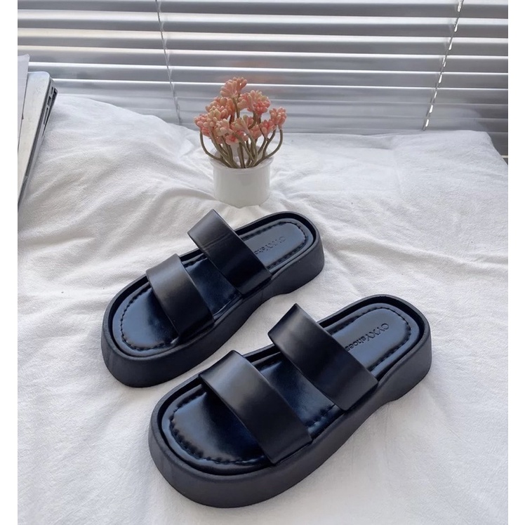 Sandal da quai ngang, đế xuồng cao 5cm phong cách quý phái, T141