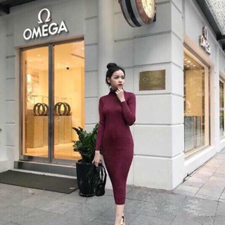 Váy body cao cổ len