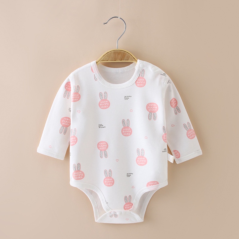 Bộ Áo Liền Quần Cotton Tay Dài In Họa Tiết Hoạt Hình Dễ Thương Cho Bé