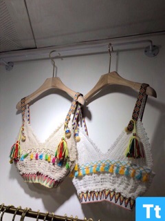 Croptop len thổ cẩm mặc đi biển