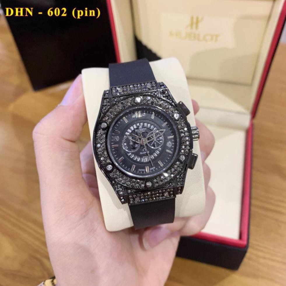 [Free Ship]  (Hublot) Đồng hồ Hublot nam nữ - đồng hồ cặp đôi đang yêu hàng đẹp full dá , day silicon hương vani - Hulo | BigBuy360 - bigbuy360.vn