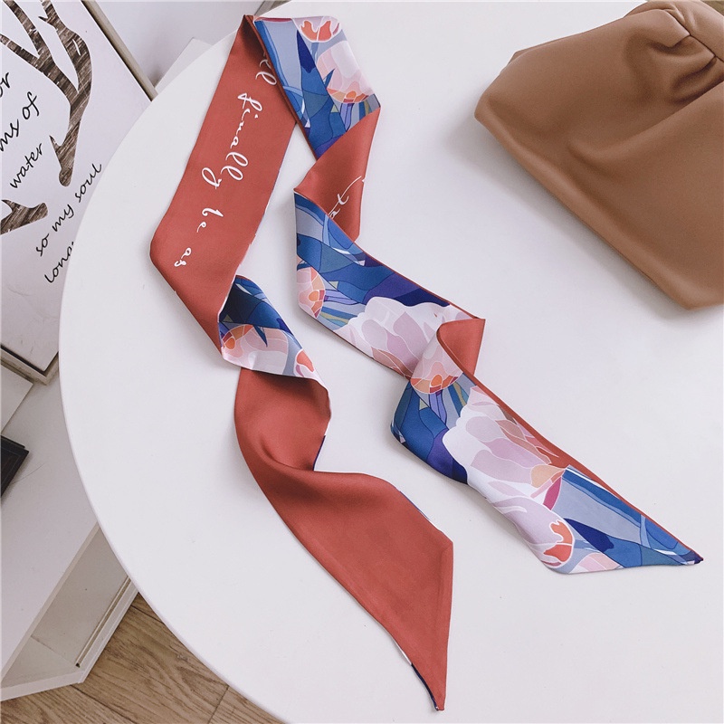 Zl Khăn Choàng Lụa Dài In Tranh Sơn Dầu Phong Cách Hàn Quốc Thời Trang Xuân Thu Dễ Phối Đồ