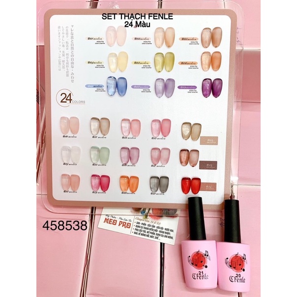 set sơn gel thạch 24 màu sơn móng tay chân( không gtặ g bảng màu) màu lên chuẩn, nước sơn bóng