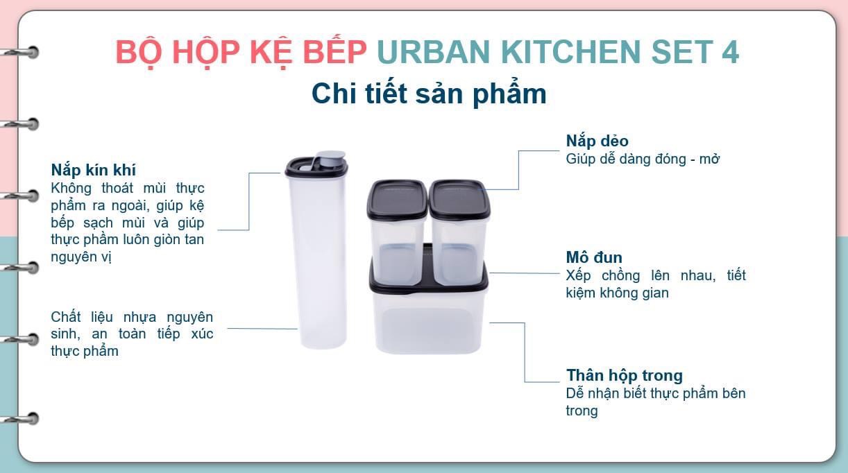 Bộ hộp kệ bếp Tupperware Urban Kitchen (set 4)