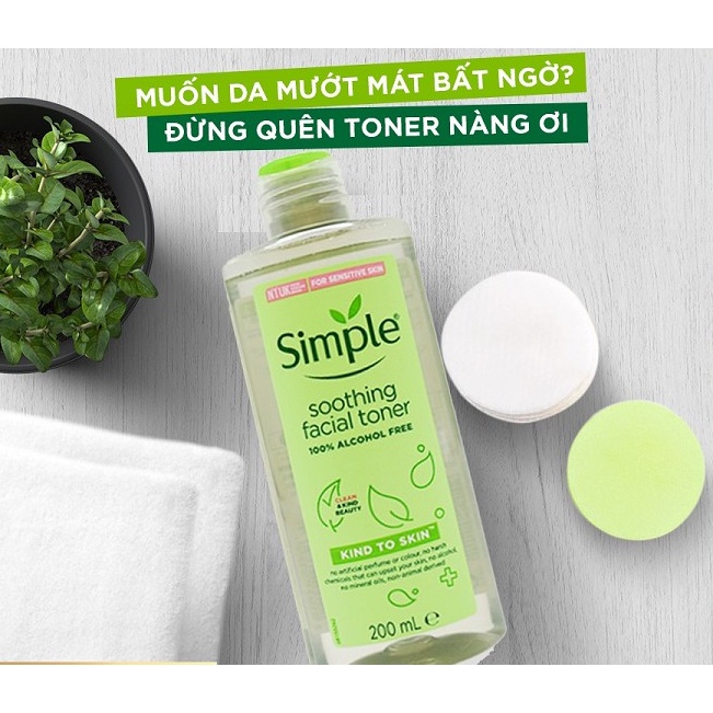 Nước Hoa Hồng Simple Dành Cho Da Nhạy Cảm 200ml