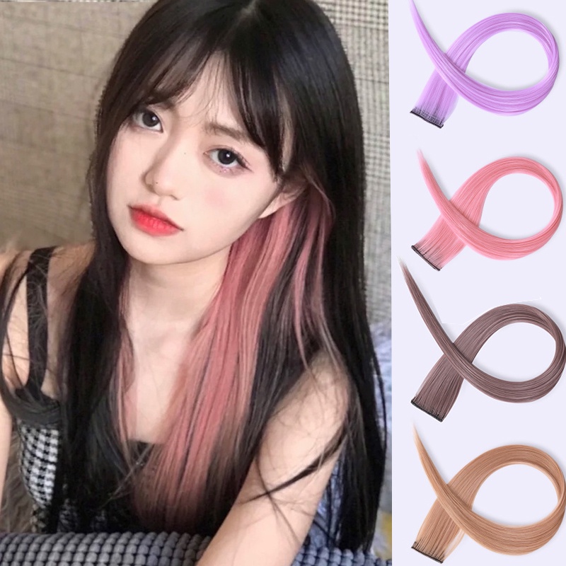 Tóc giả nối dài 55cm nhuộm màu trang trí phong cách độc đáo cho nữ