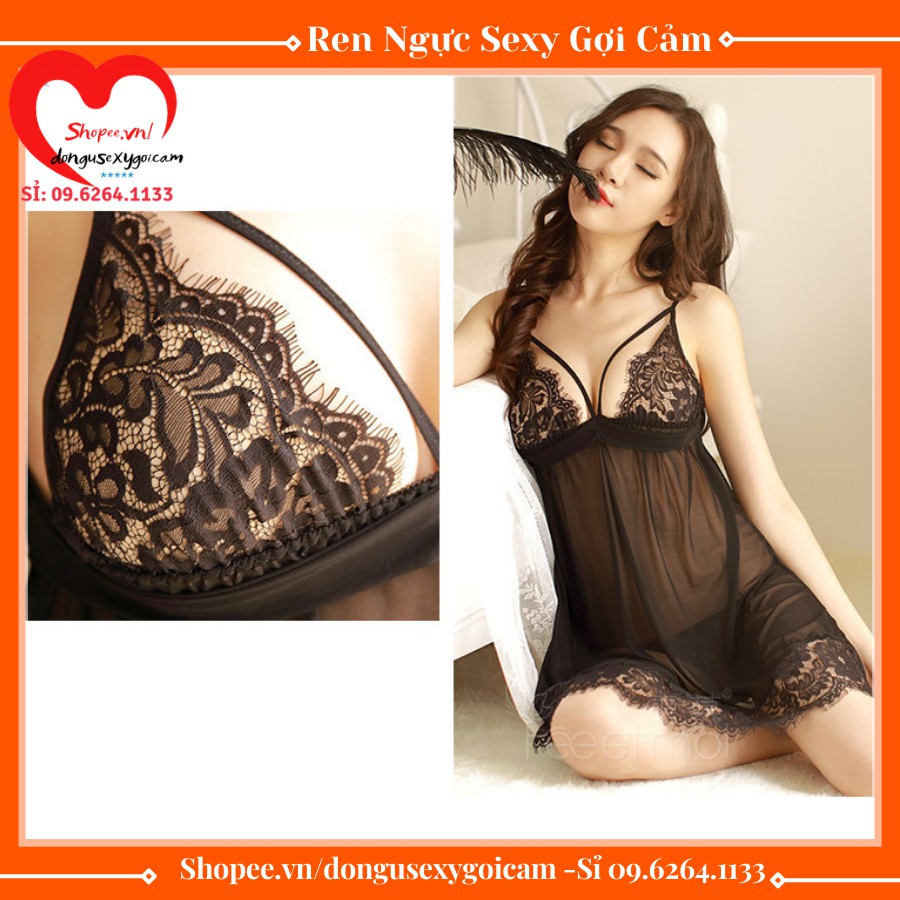 Đầm ngủ 2 dây nữ sexy gợi cảm xuyên thấu trong suốt voan ren giá rẻ nhiều màu (SEXY)