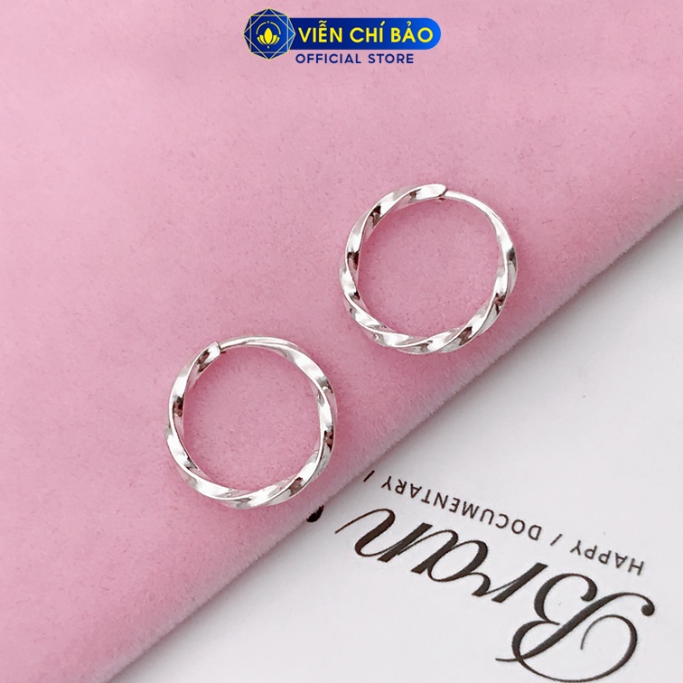 Bông tai bạc nữ tròn xoắn khóa chốt 10mm chất liệu bạc S925 thời trang phụ kiện trang sức nữ Viễn Chí Bảo B400743