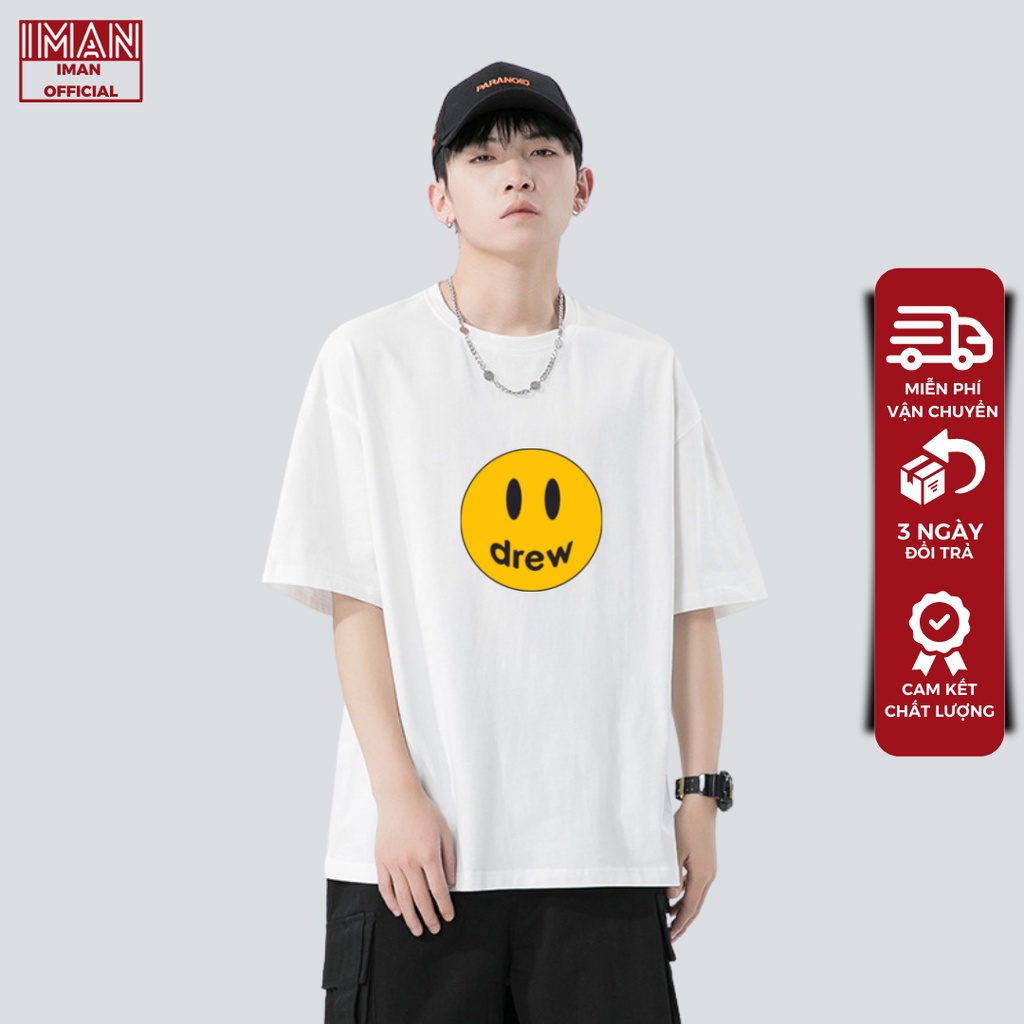 Áo phông Drew Mặt Cười Tay lỡ, Form Rộng - Nam, Nữ Unisex ,Chất 100% Cotton , Áo thun unisex Hottrend 2022