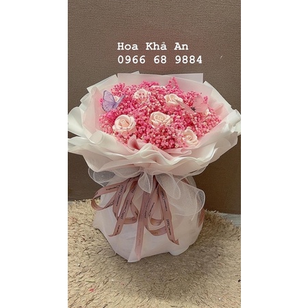 [Babi khô] Bó hoa babi khô mix sáp cao cấp cực xịn. Gói giấy xốp Hàn ko nhăn.