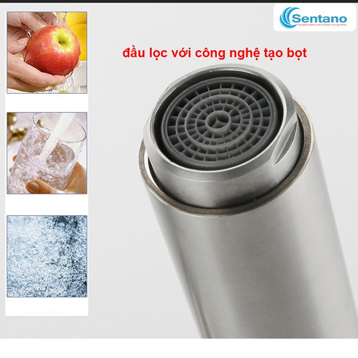 [DÒNG PLUS LOẠI 1] Vòi rửa chén nóng lạnh inox 304 SENTANO STN-406 PLUS cao cấp