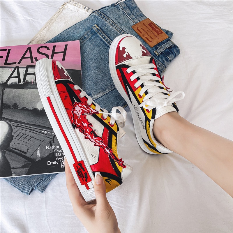 Giày Thể Thao Canvas Cổ Thấp In Họa Tiết Anime Demon Slayer-Yanzhu Thời Trang Cho Học Sinh size 35