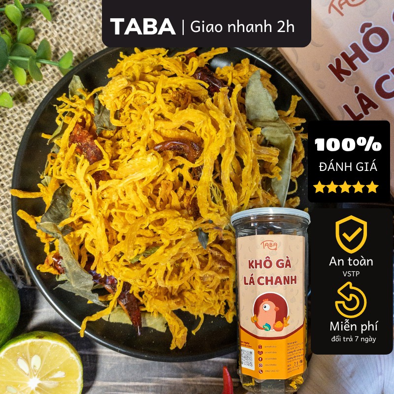 Khô gà lá chanh Taba đồ ăn vặt Sài Gòn, hũ pet 300g, túi zip giấy 100g/250g/500g