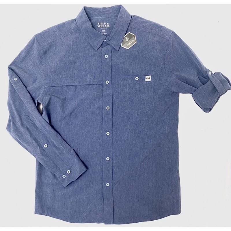 áo sơmi nam Bigsize đi câu cá outdoor Field & Stream,chất liệu 89% polyester/11% spandex chống tia UV 50 %