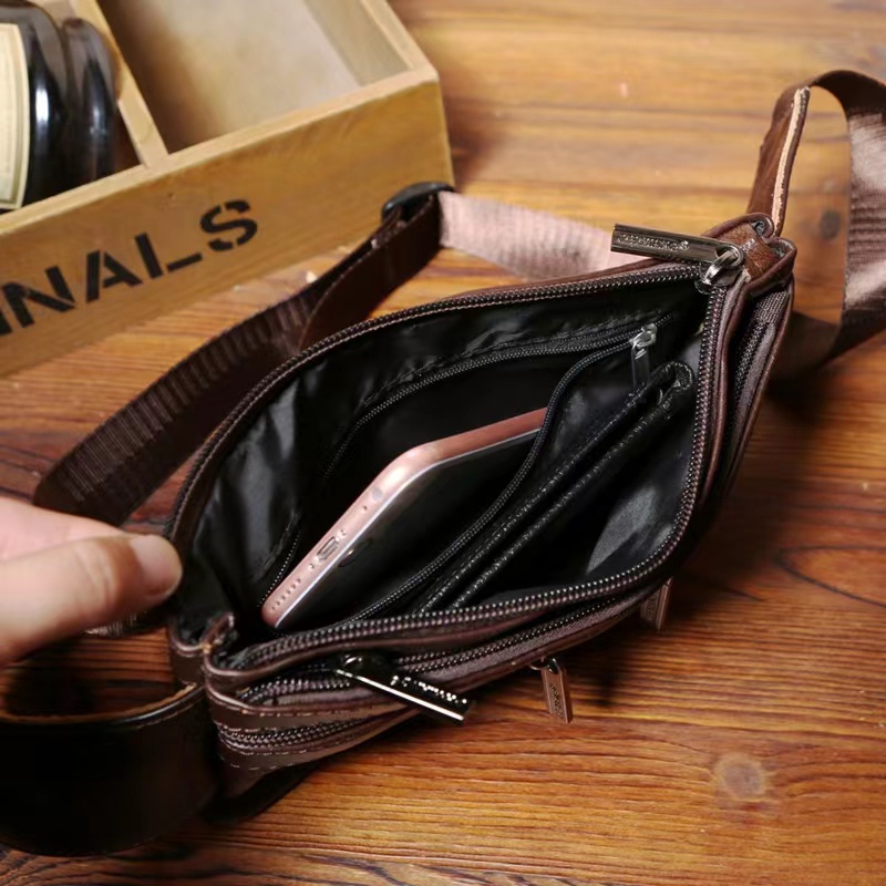 Túi Đeo Hông Thể Thao Bằng Da Thật Siêu Mỏng Đa Năng