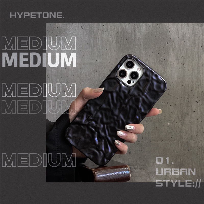 Ốp Điện Thoại Silicon Dẻo Màu Đen In Hình Gấp Nếp Nhăn Cho IPhone 14 13 12 11 Pro Promax X XS XR XSmax 7Plus 8Plus