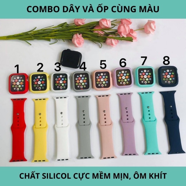 Combo 2 món dây cao su và ốp viền silicon dành cho AppleWatch