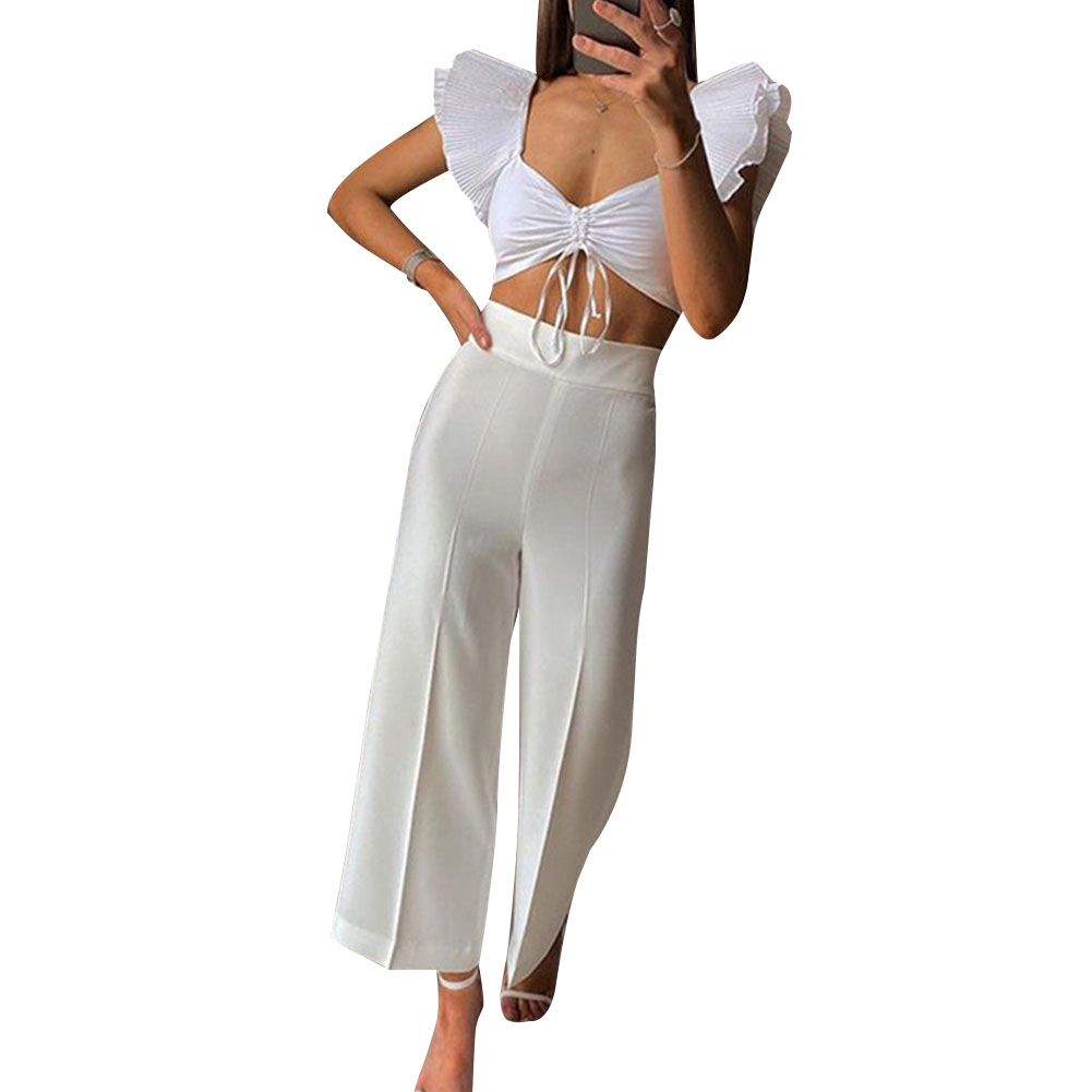 Áo Croptop Cổ Chữ V Phối Dây Rút Thời Trang Dành Cho Nữ