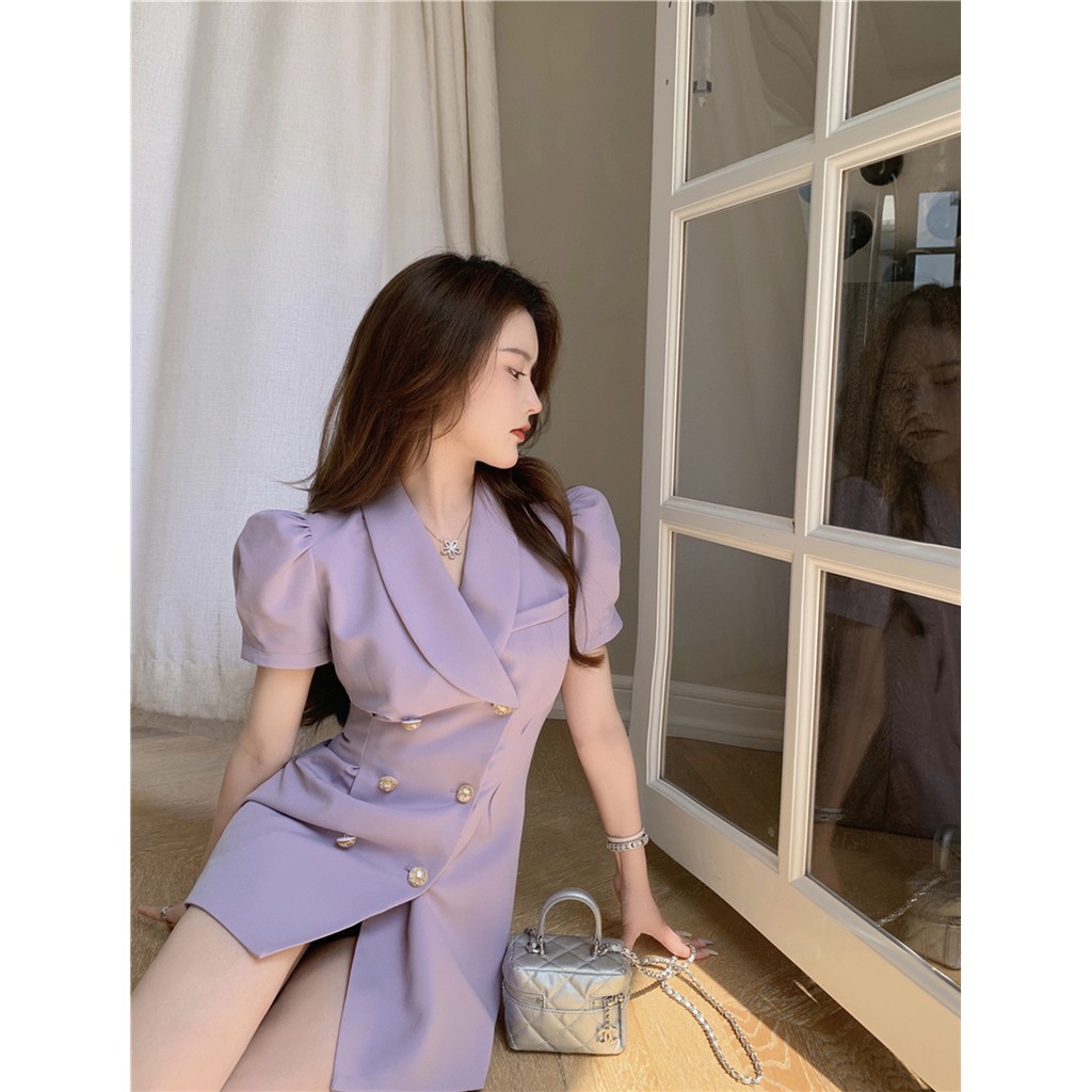 Đầm suông ulzzang tay phồng nữ
