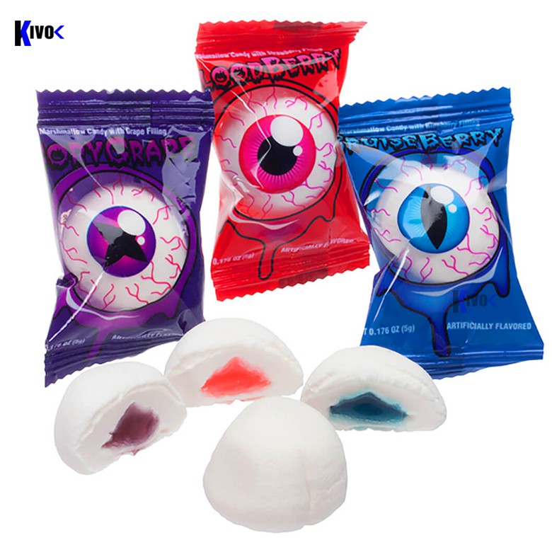 Kẹo Dẻo Mềm Xốp Marshmallow Hình Con Mắt Hàn Quốc Gói 250g - Kẹo Siro 3 Vị Dâu, Nho, Việt Quất - Kẹo Halloween Lễ Hội