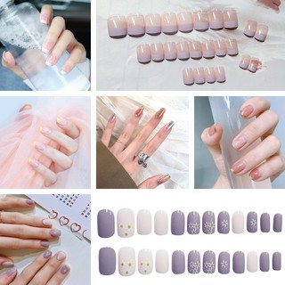 Set 24 Móng Tay Giả Thiết Kế Kiểu Dáng Xinh Xắn Đáng Yêu