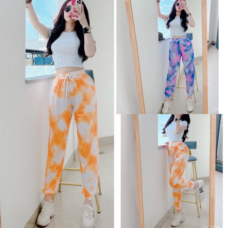 Set áo thun quần loang màu, Set bộ thể thao nữ loang màu hàng cao cấp | BigBuy360 - bigbuy360.vn