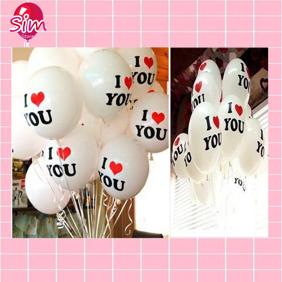 Bóng Bay In Chữ I Love You Trang Trí Tiệc sinh nhật, Đám Cưới, Cầu Hôn (20Bóng/ 1Bịch)