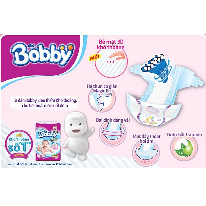 TÃ DÁN SƠ SINH BOBBY RÃNH KIM CƯƠNG SIZE NB70 MIẾNG  DƯỚI 5 KÍ CHÍNH HÃNG