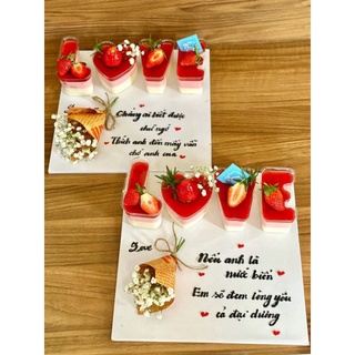 3 Set hộp mika chữ I love U, Love đựng bánh mousse, tiramisu, bông lan, rau câu