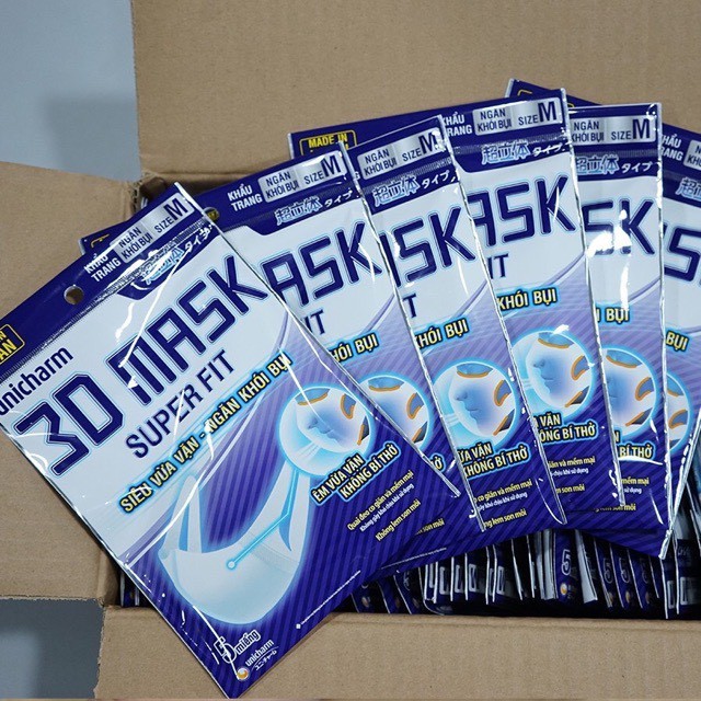 🔥[CHÍNH HÃNG] Gói 5 Miếng Khẩu trang Unicharm 3D Mask Super Fit Nhật Bản Ngăn Khói Bụi 🔥 | BigBuy360 - bigbuy360.vn