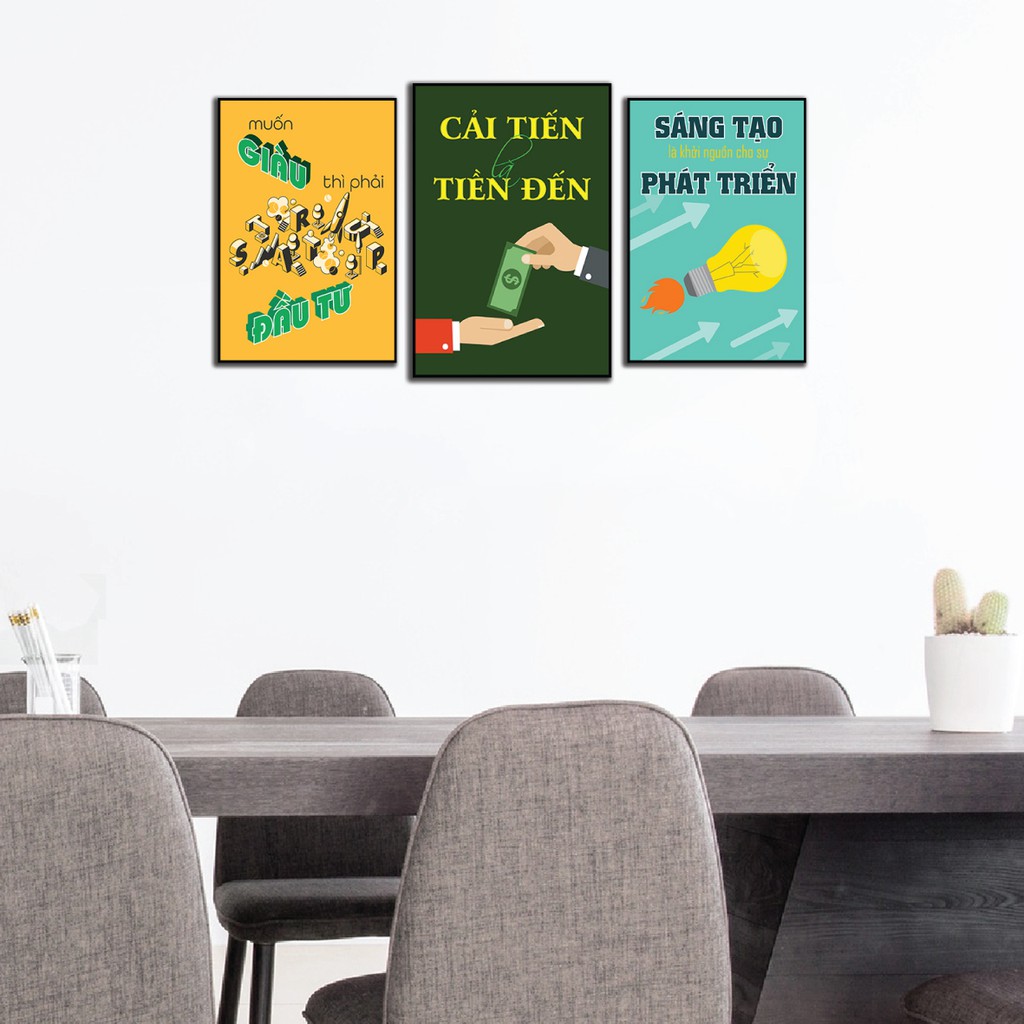 Tranh treo tường, tranh khẩu hiệu cổ động làm việc, slogan trang trí 20x30cm