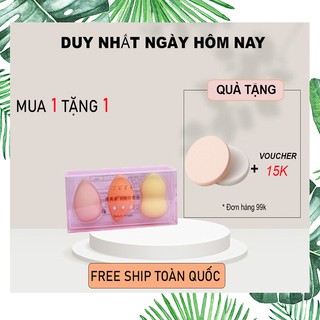 Mút trang điểm 1 hộp 3 bông mút oval , giọt nước ,hồ lô mềm mịn