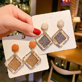 Bông tai hình vuông đính đá lấp lánh