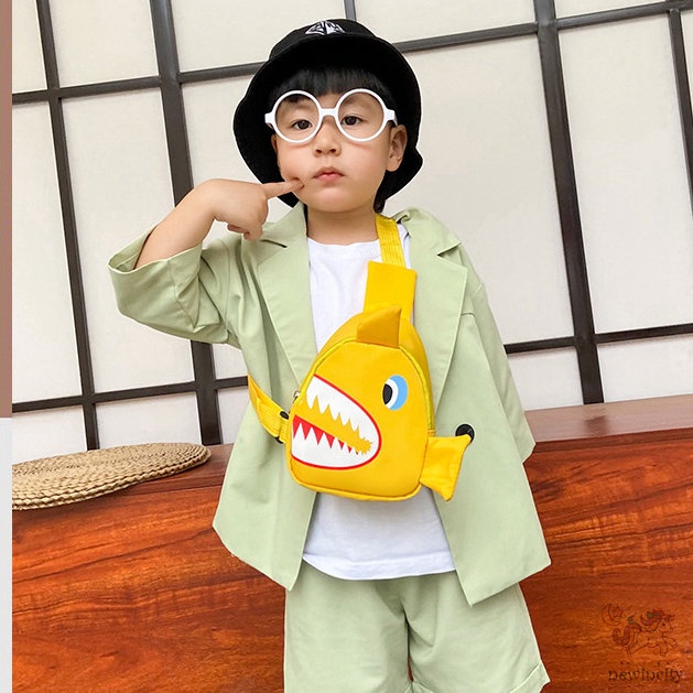 Túi Đeo Chéo Hình Cá Mập Hoạt Hình Dễ Thương Cho Bé