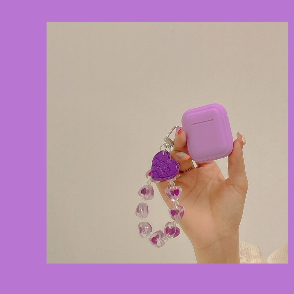 Vỏ Bảo Vệ Hộp Sạc Tai Nghe airpods 1 2 3 pro 1 2 pro Bằng tpu Mềm Hình Trái Tim Màu Tím Dễ Thương