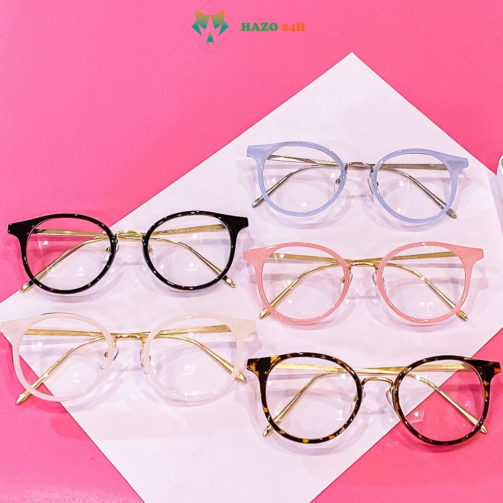 Mắt Kính Gọng Cận Form Tròn Kim Loại Chân Vàng 560 Sang Chảnh Cực Hot - Hazo