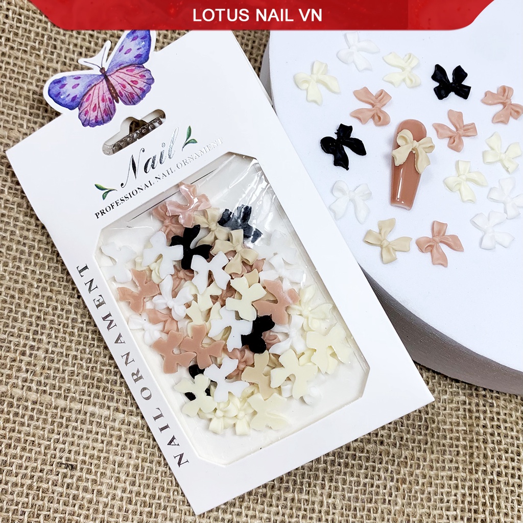 Set nơ thủy tinh gắn móng, charm nơ đính móng phong cách Hàn Quốc