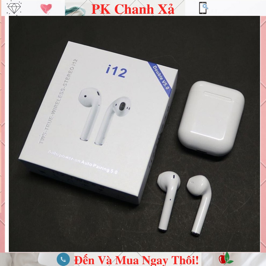 ⚡️Giá Sỉ⚡️ Tai Nghe Bluetooth  i12 TWS Bluetooth 5.0 (Full Bộ Dock Sạc + 2 tai nghe) - Cảm Biến Vân Tay