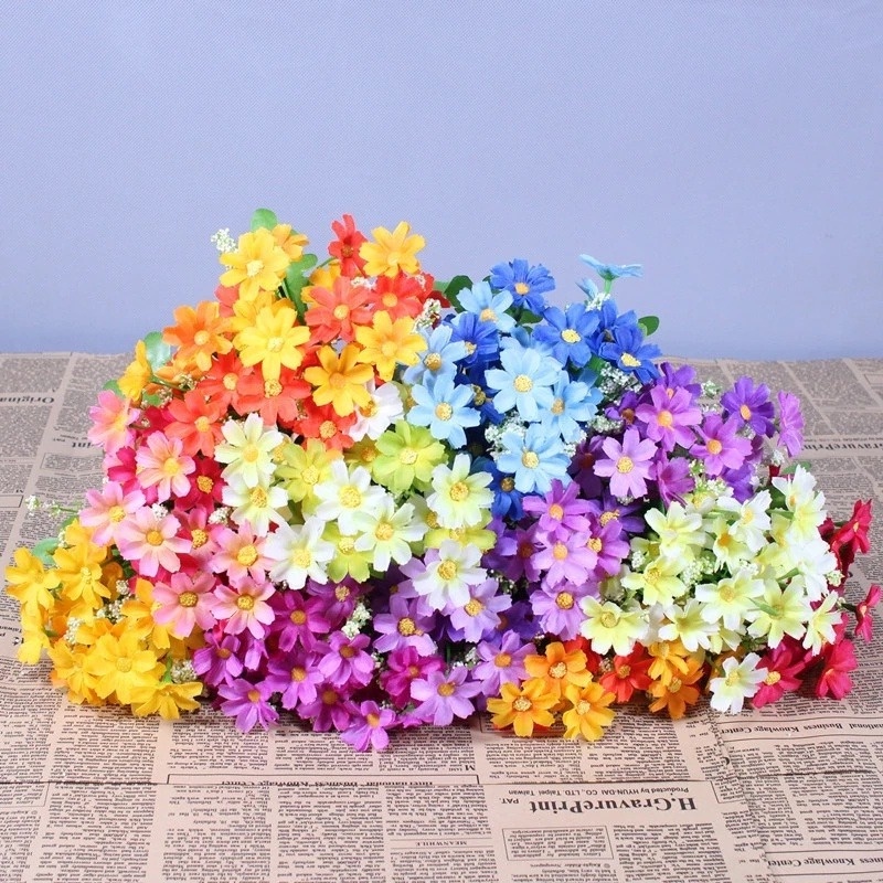 Bó Hoa Cúc Nhân Tạo 28 Đầu Trang Trí Nhà Cửa