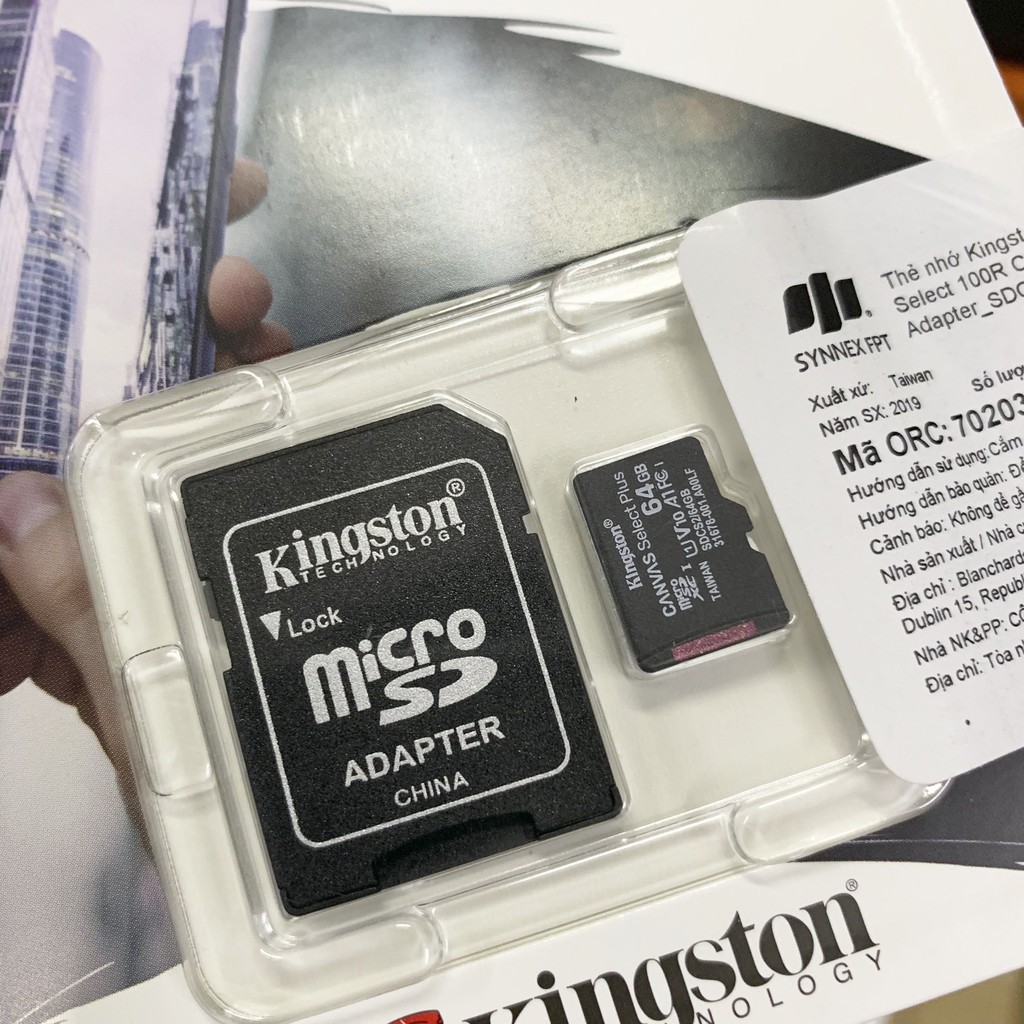 Thẻ Nhớ Micro SDXC Kingston 64GB Class 10 tốc độ đọc 100mbs (Tem FPT/SPC)