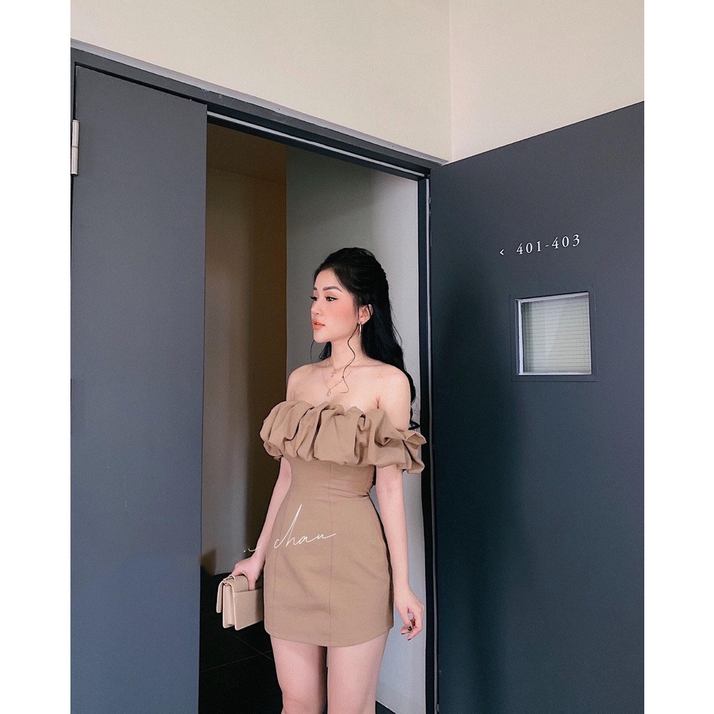 Đầm Nữ Trễ Vai Bè Ngực Sang Chảnh ( Umi Mềm Mịn )