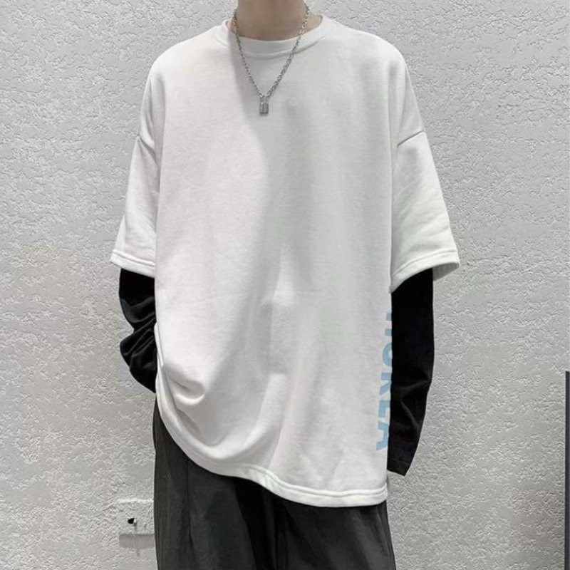 [ Mã 12FASHIONSALE1 giảm 10K đơn 50K ] Áo Thun Dài Tay Giả Hai Lớp Phong Cách Hàn Quốc Cho Nam | BigBuy360 - bigbuy360.vn