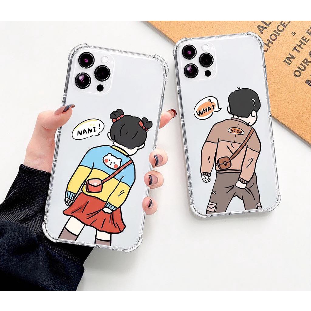 ￼Ốp lưng iphone trong suốt chống sốc đôi nam nữ cute cho iphone 13 pro max 11 12 pro max mini x xr xs max 6 s 7 8 plus